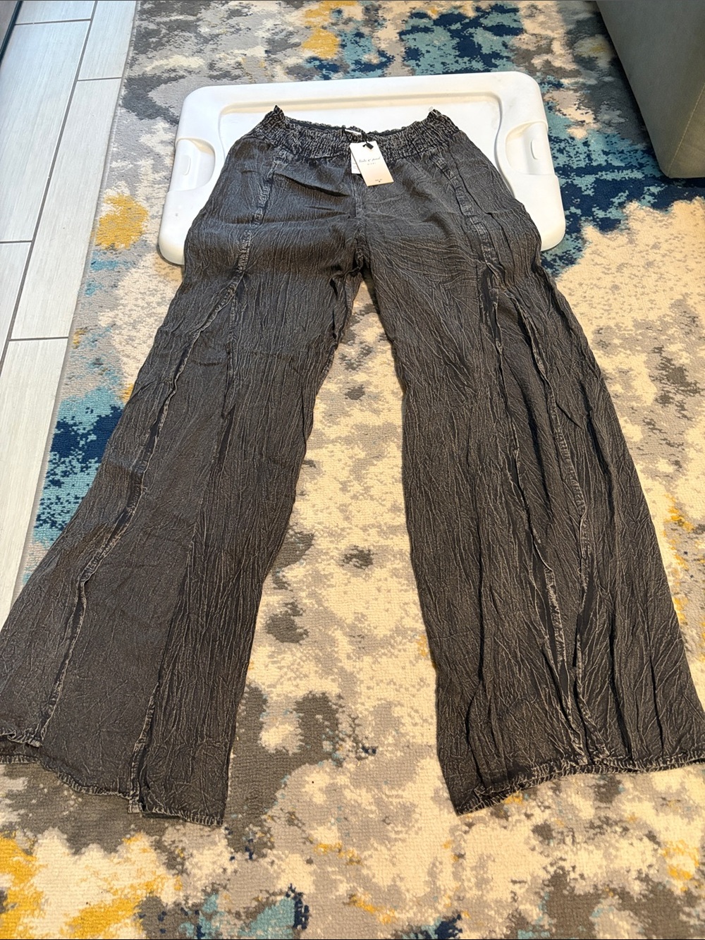 Split front Wide-Leg Women's Pants — Charcoal Gray